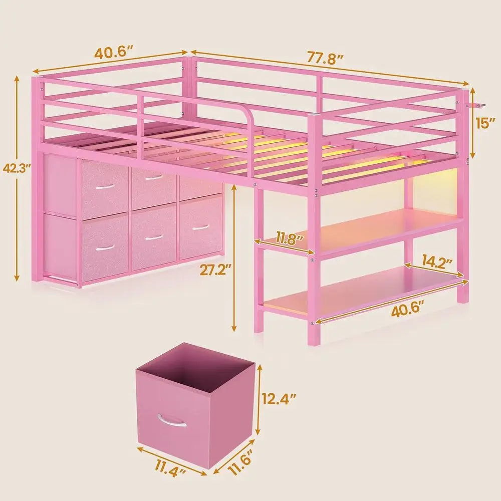 Low Loft Wood Storage Bed With Built In Led Lighting