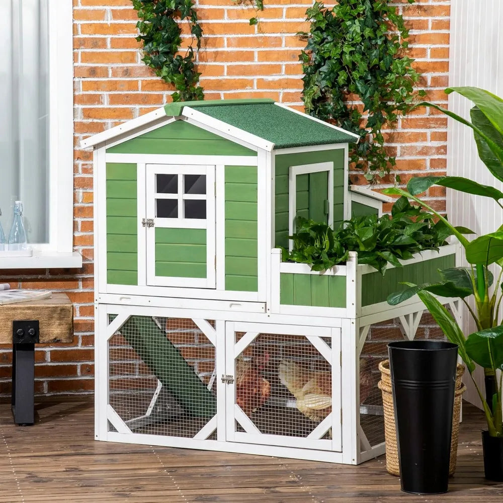 49 Inch Small Chicken Coop with Garden Space for 2-4 Birds