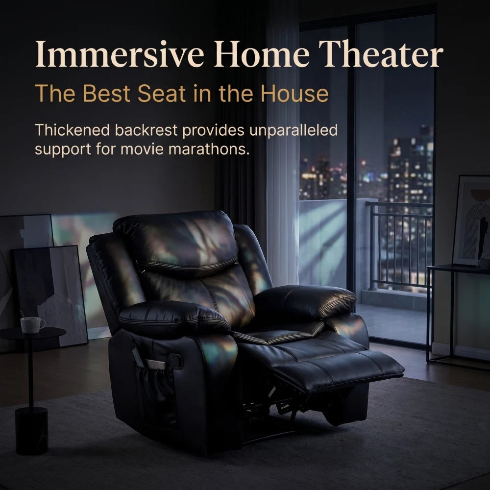 Faux Leather Massage Recliner With 8 Point Vibration And Heating