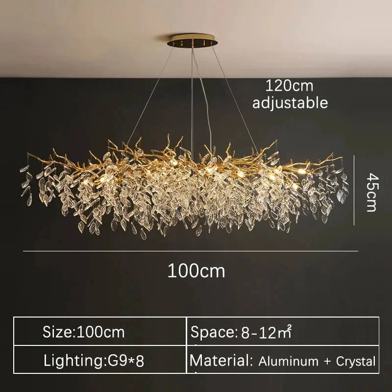 Luxury Gold Crystal LED Chandelier For Living Dining Rooms