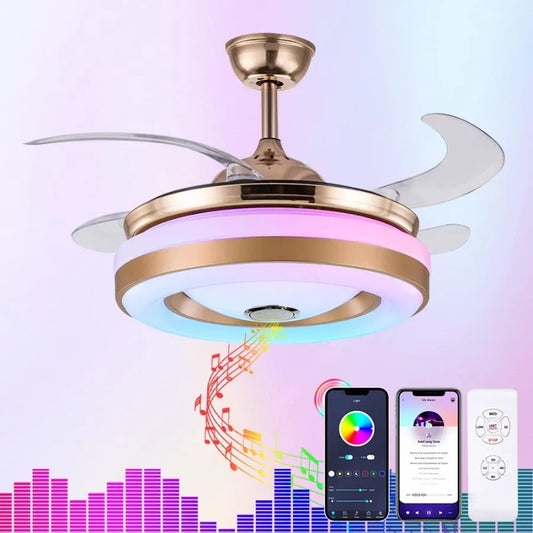 XMSJ Ceiling Fan With Built In LED Light And Remote