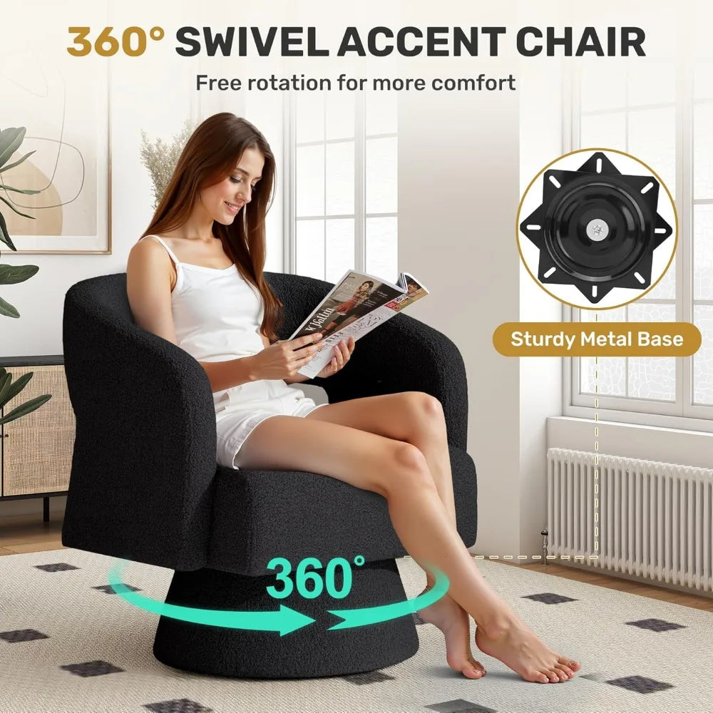 Swivel Accent Chair Set of 2 Teddy Barrel Chairs Living