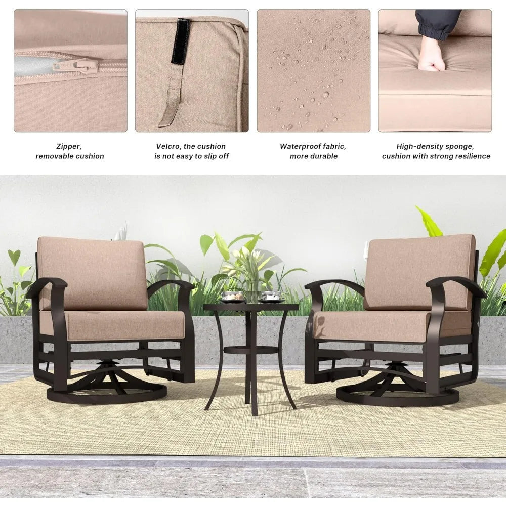3 Piece Aluminum Patio Furniture Set With Swivel Rockers