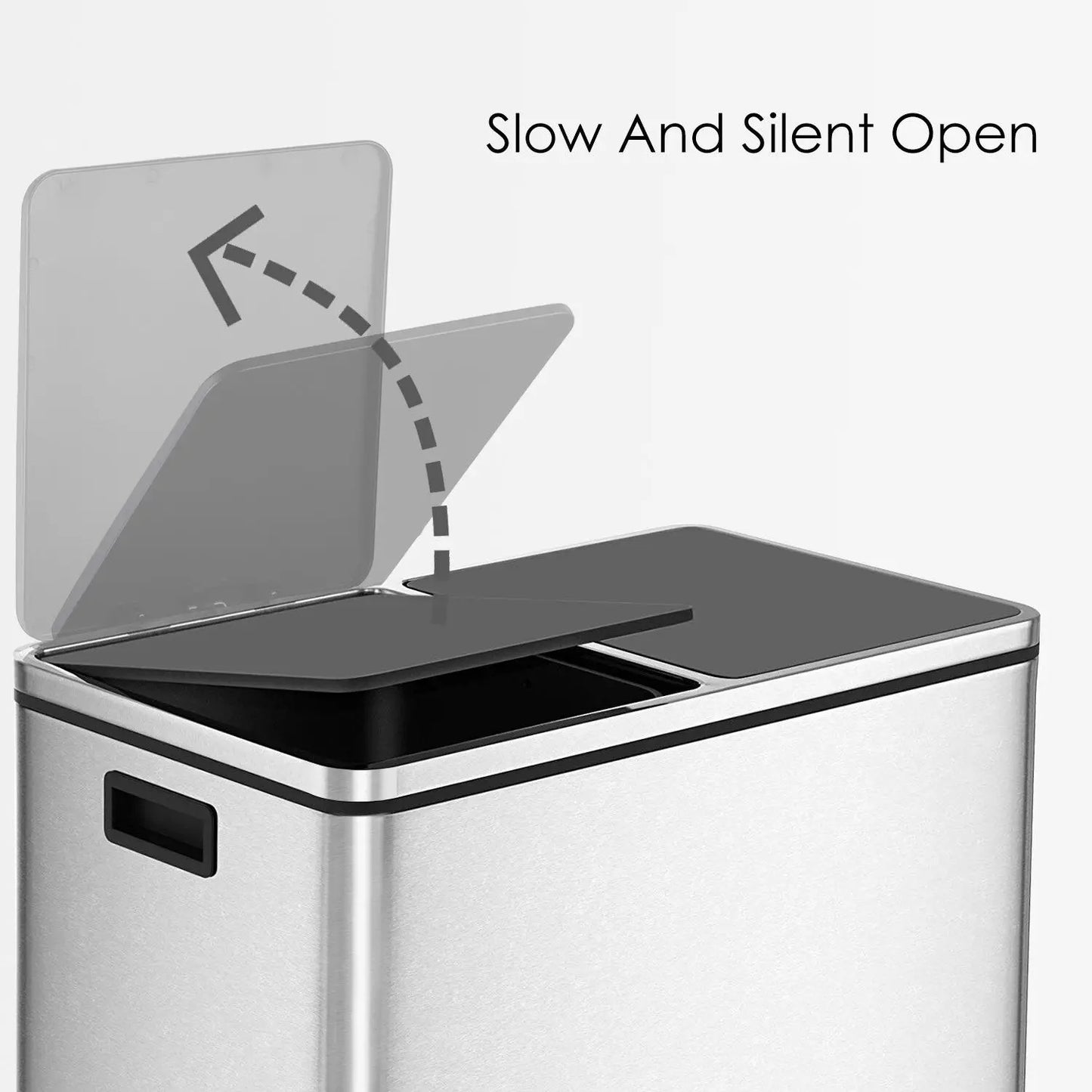 Stainless Steel Kitchen Trash Can Dual Recycling Bin With Lid
