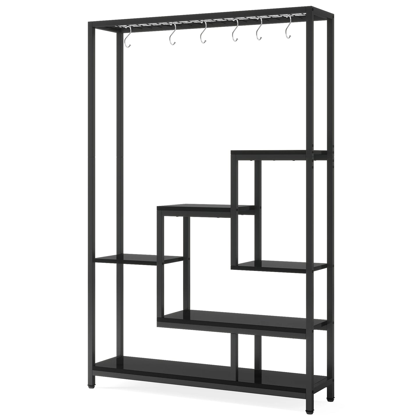 Tribesigns 5-Tier Indoor Plant Stand With Metal Shelf And Hooks