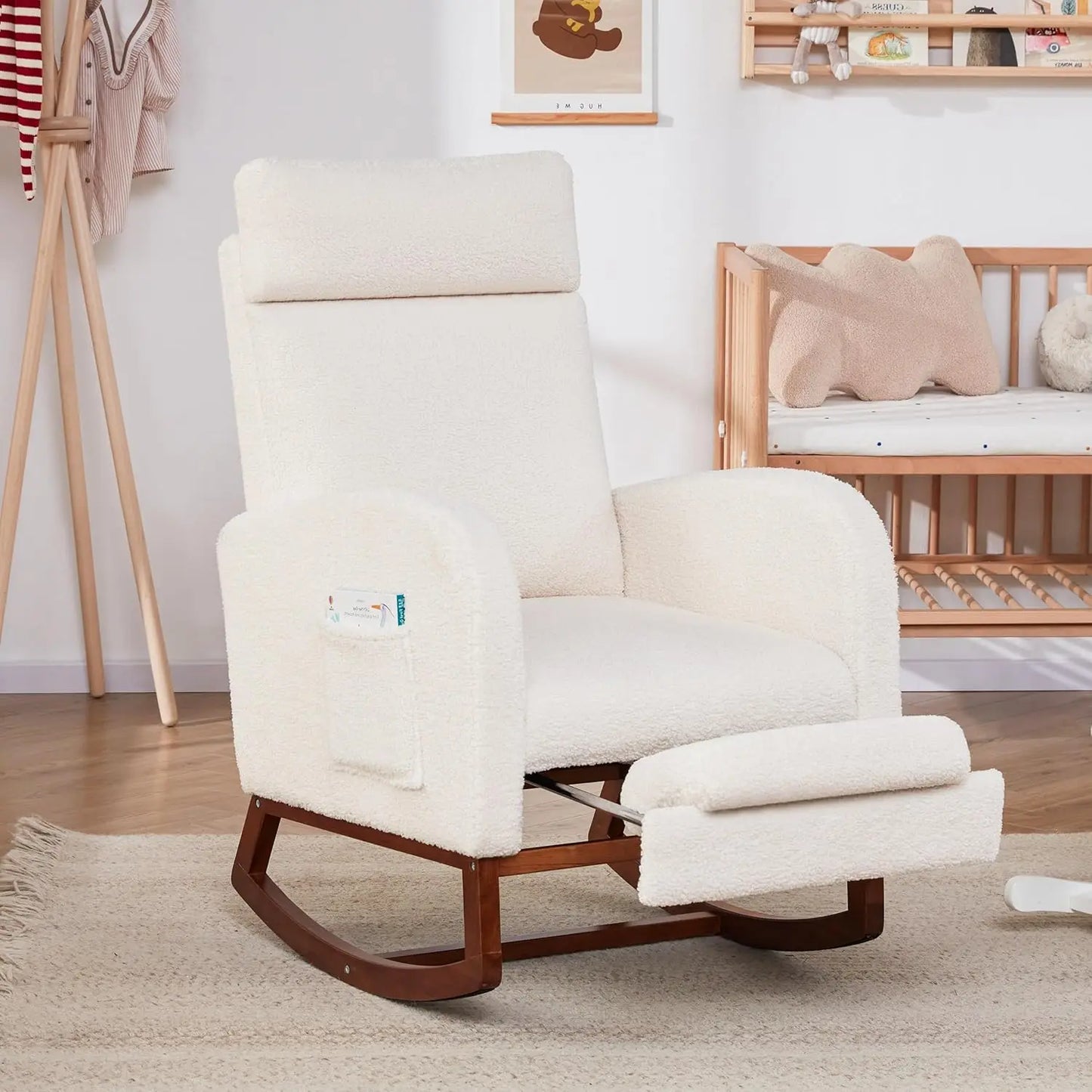 RBXC Rocking Chair Nursery Glider With High Back For Baby