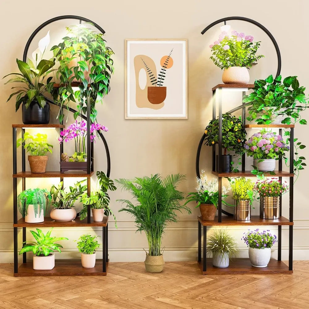 Tall Indoor Plant Stand With Grow Lights 67 Inch Shelf