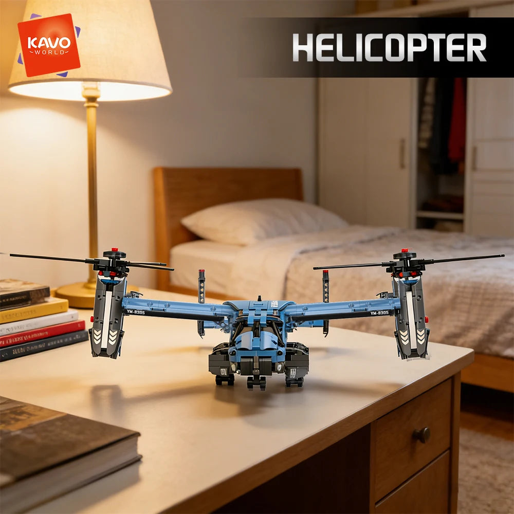 KAVOWORLD Military V-22 Transport Aircraft Building Blocks Set