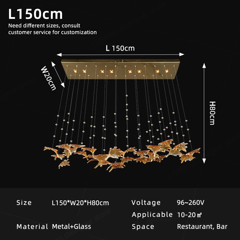 Yingxuan Dining Area Glass Pendant Lamp LED Chandelier