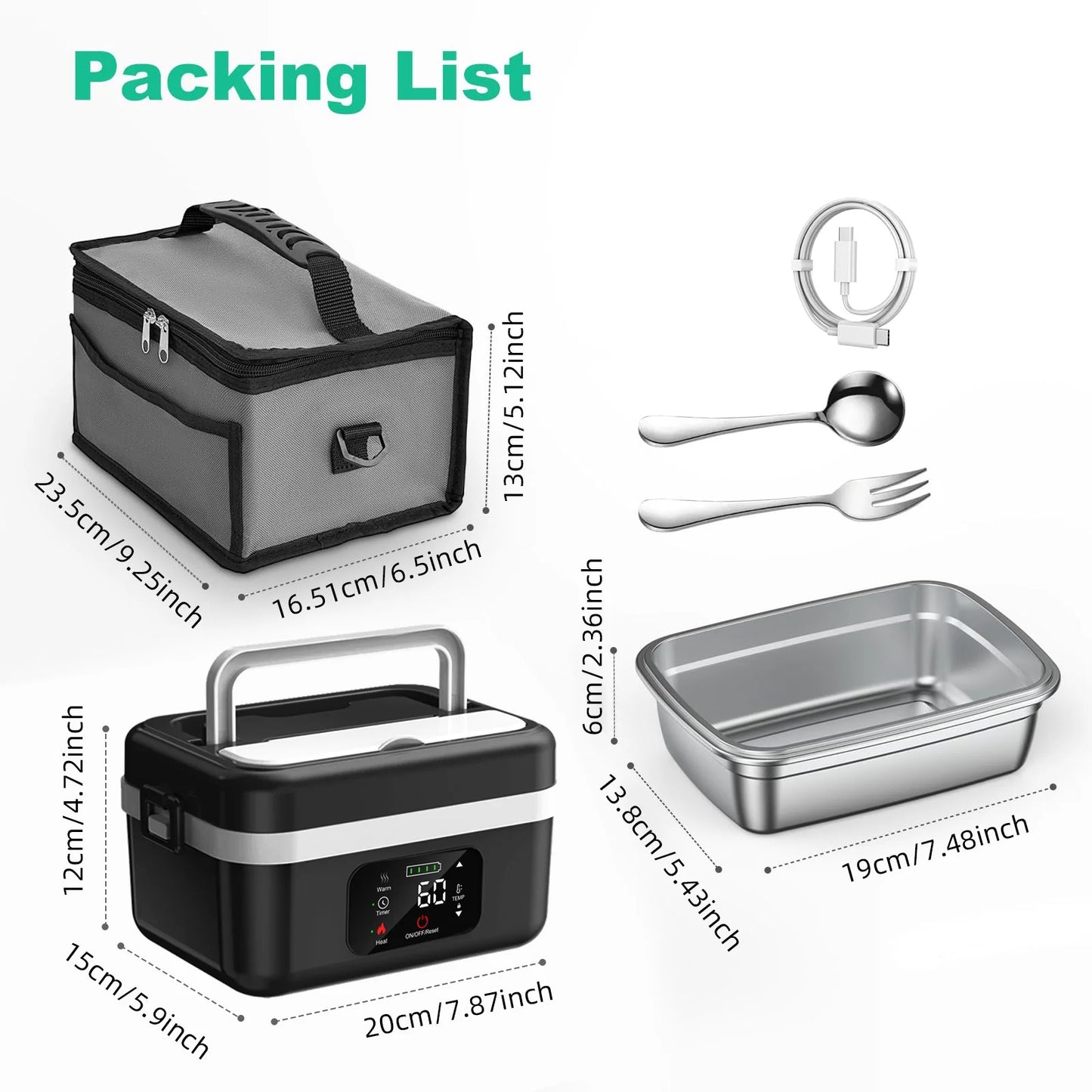 Wireless Insulated Lunch Box With Built In 8000mAh Battery