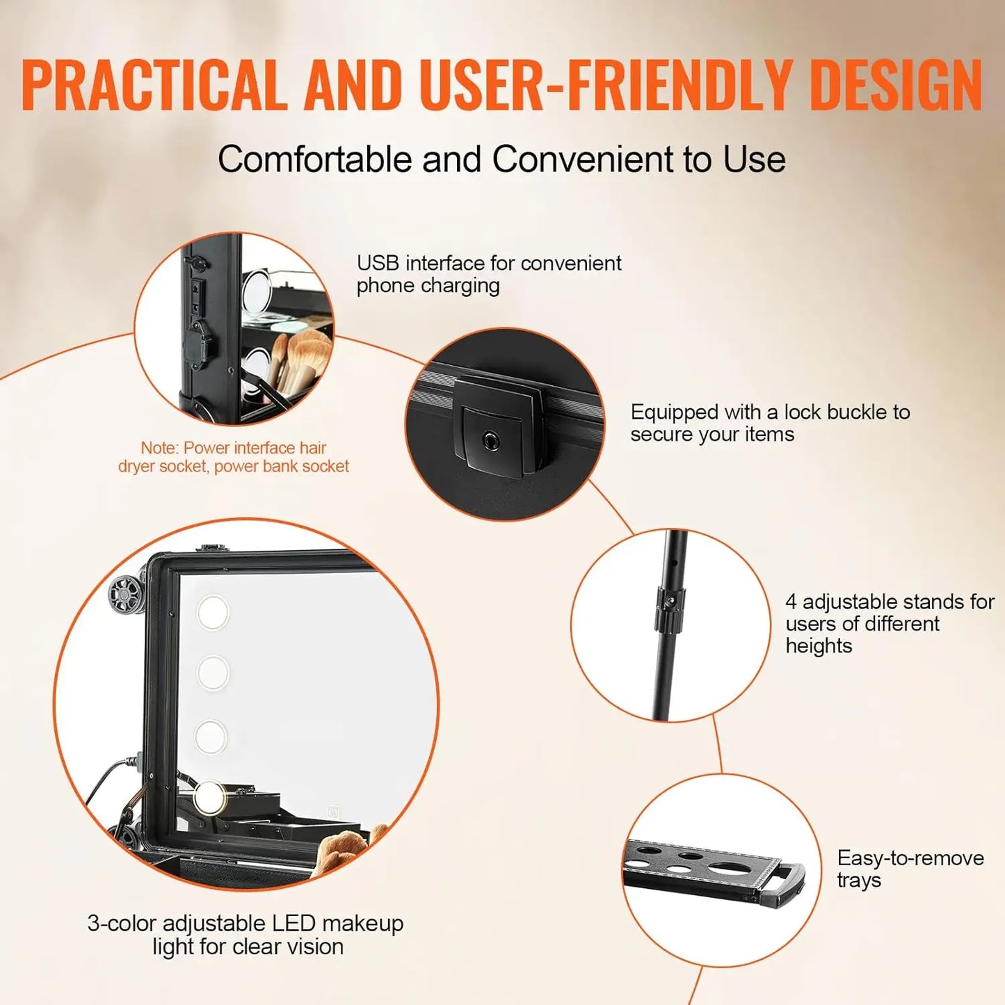 NEW Makeup Train Case Professional Makeup Storage Organizer Box Make Up Carrier for Women and Girls