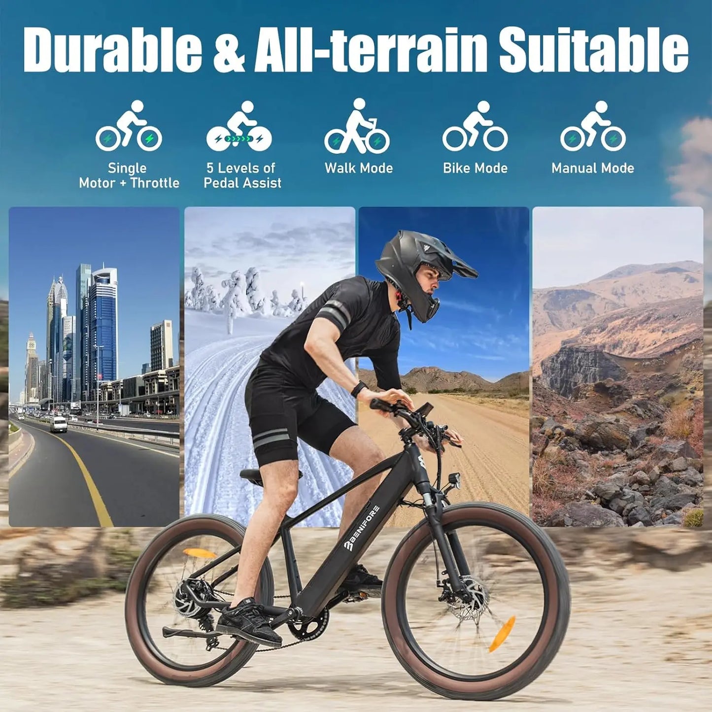 Luckeep C26 1500W Electric Bike 28 MPH 72 Miles Range