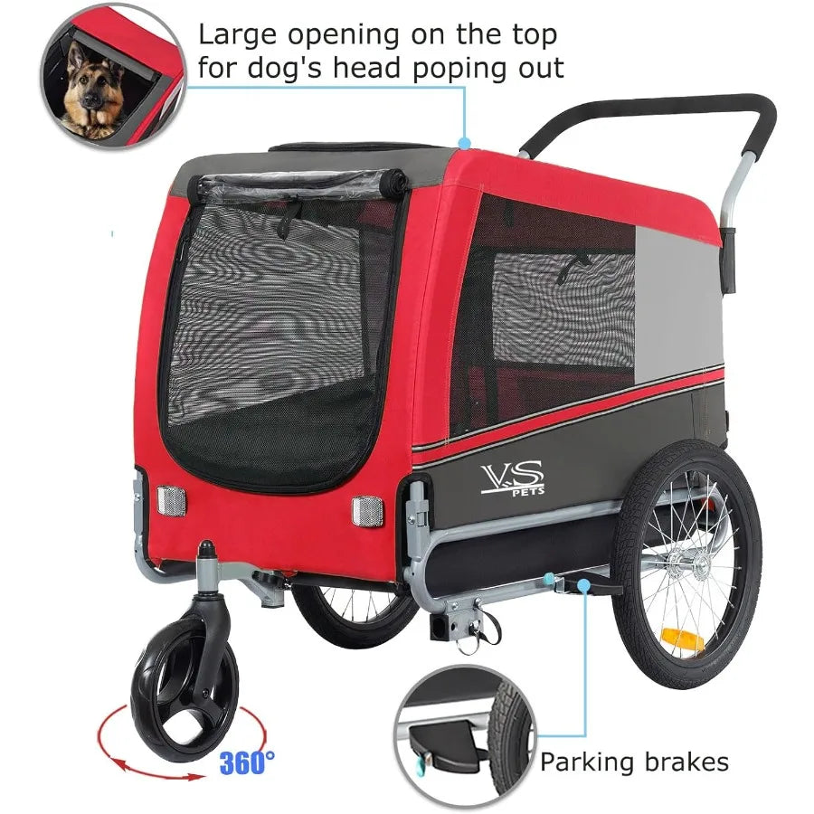 XMSJ Dog Bike Trailer Stroller For Large And Small Dogs