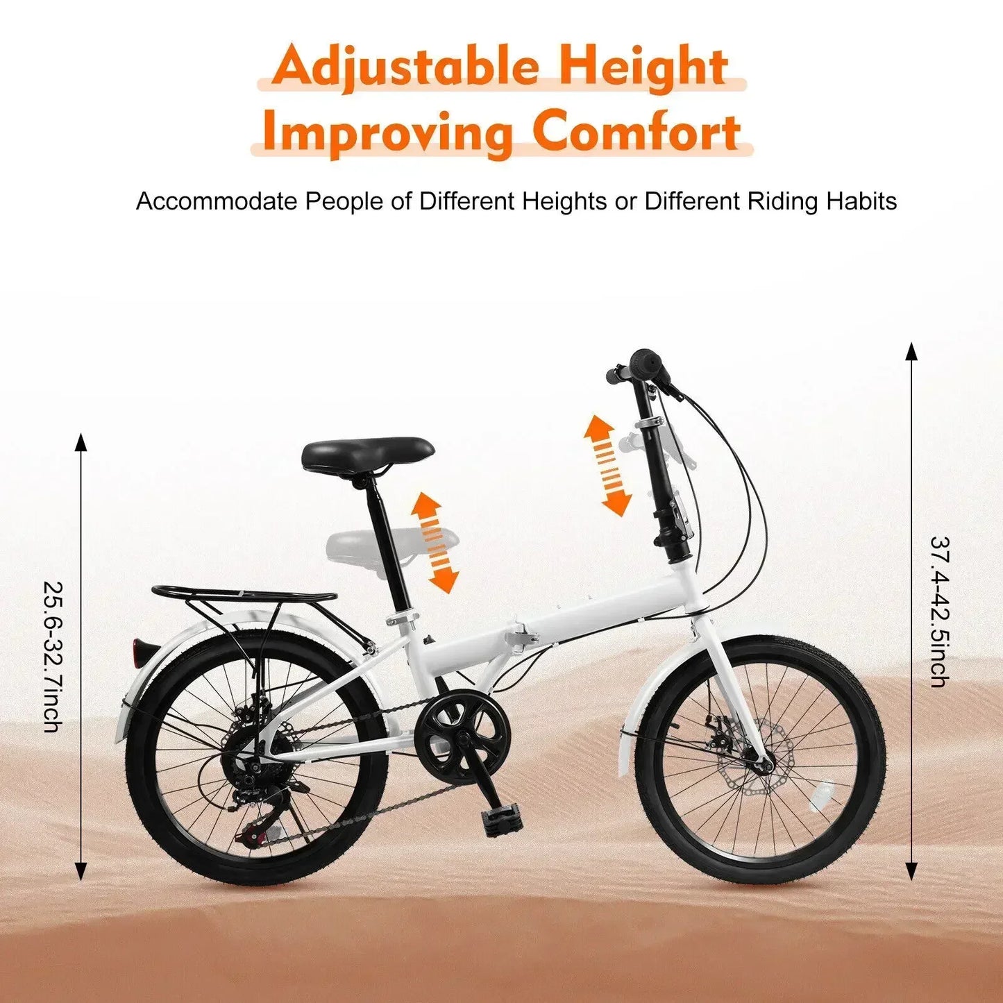 Folding City Bicycle For Adults 7 Speed Portable Commuter Bike