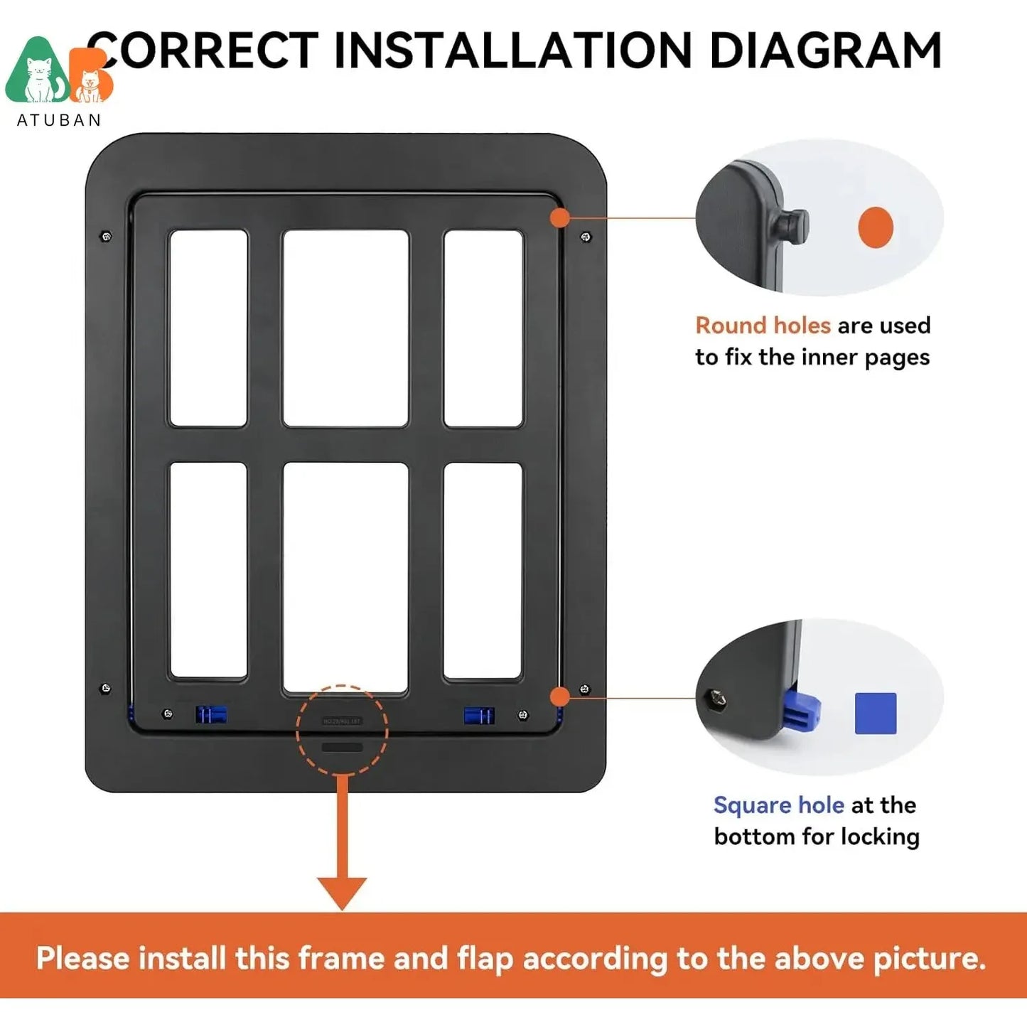 ATUBAN Dog Door For Sliding Door With Lockable Magnetic Closure