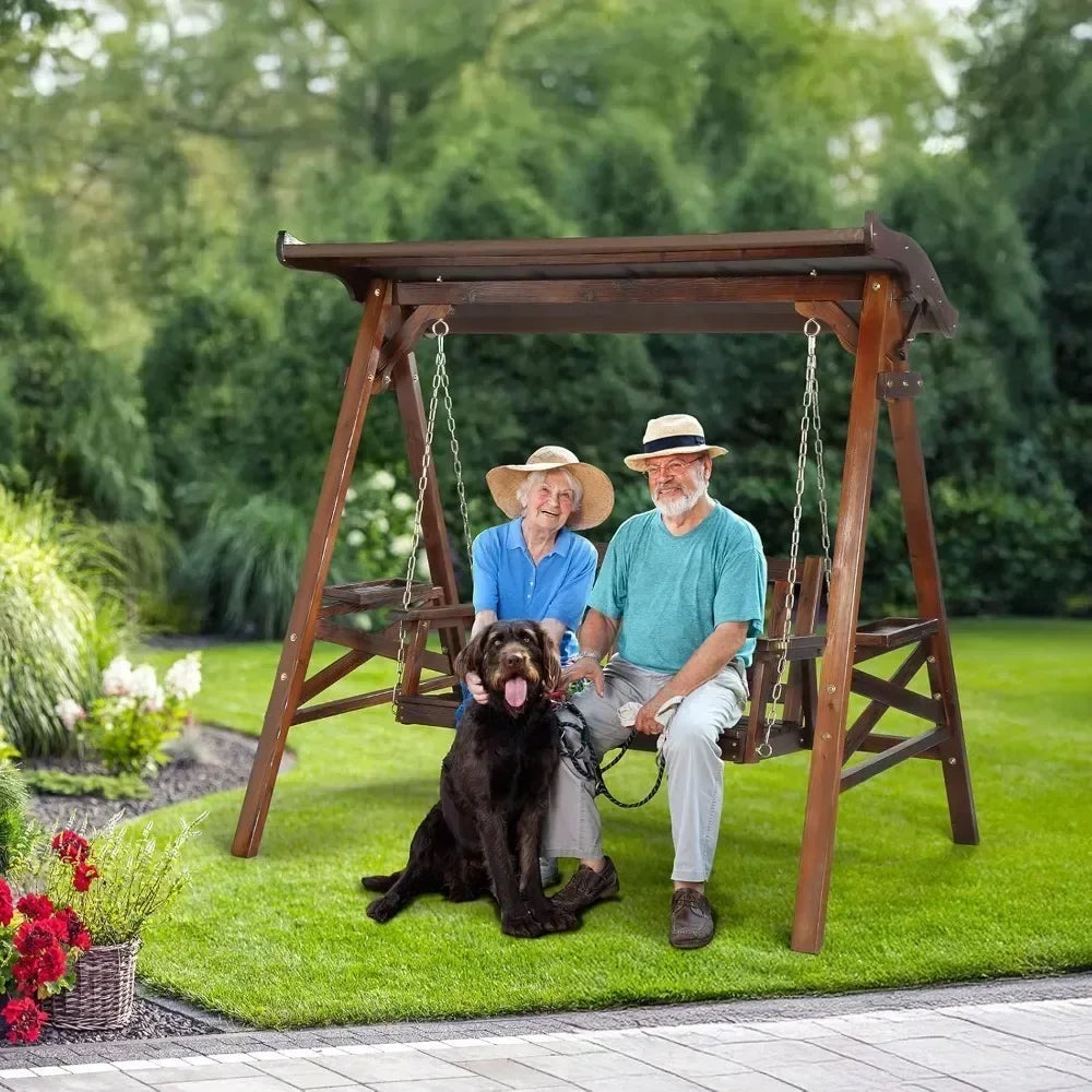Weather-Resistant Outdoor Swing With Stand And Canopy