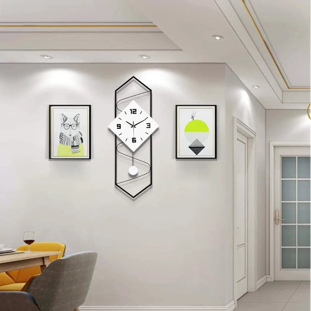 Silent Quartz Metal Wall Clock Pendulum Modern Home Decor