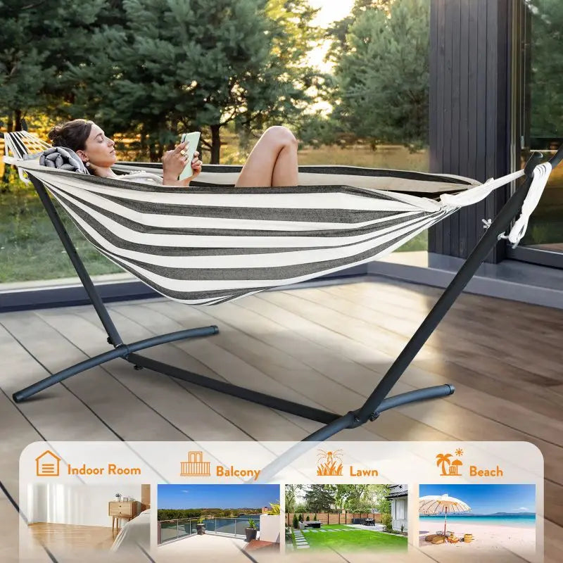 Gyroor Adjustable Stand Hammock 600lb Capacity Outdoor Bed With Storage