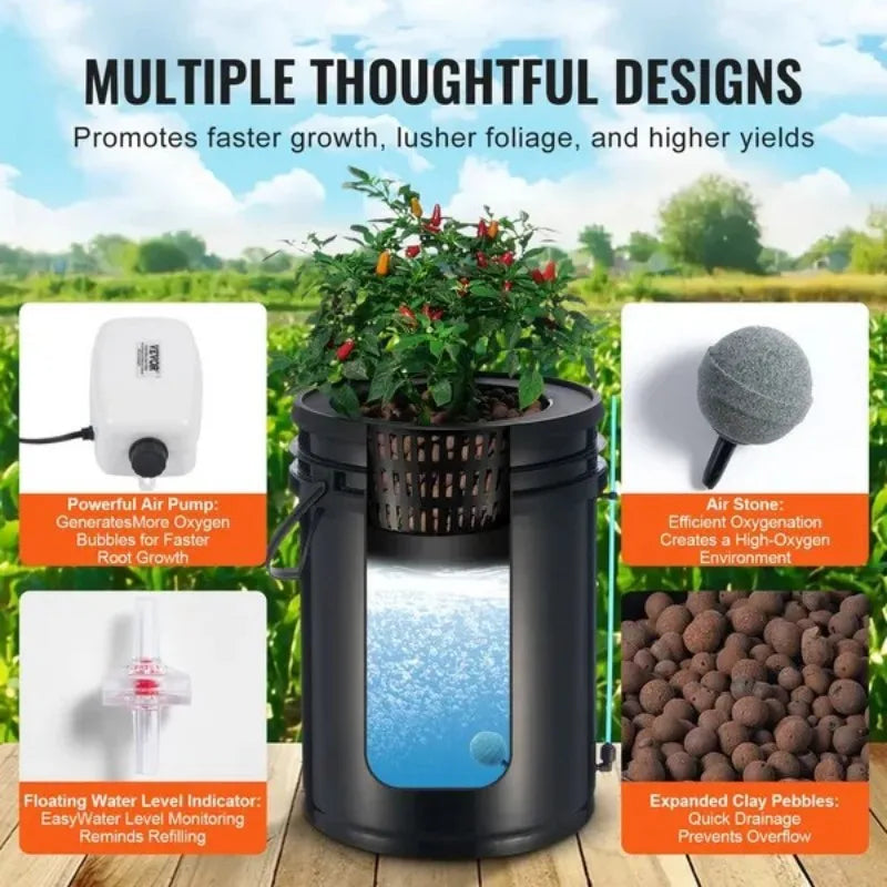 DWC Hydroponics Grow System With Top Drip Bucket