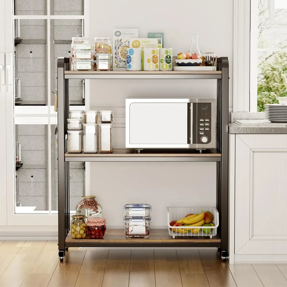 DAFIFY Kitchen Bakers Rack With Power Outlet And Pegboard