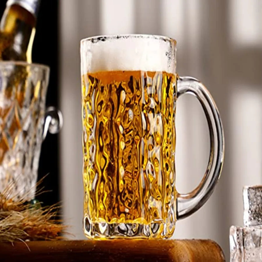 Hign-concerned Glass Beer Mugs Set With Handles For Freezer Use