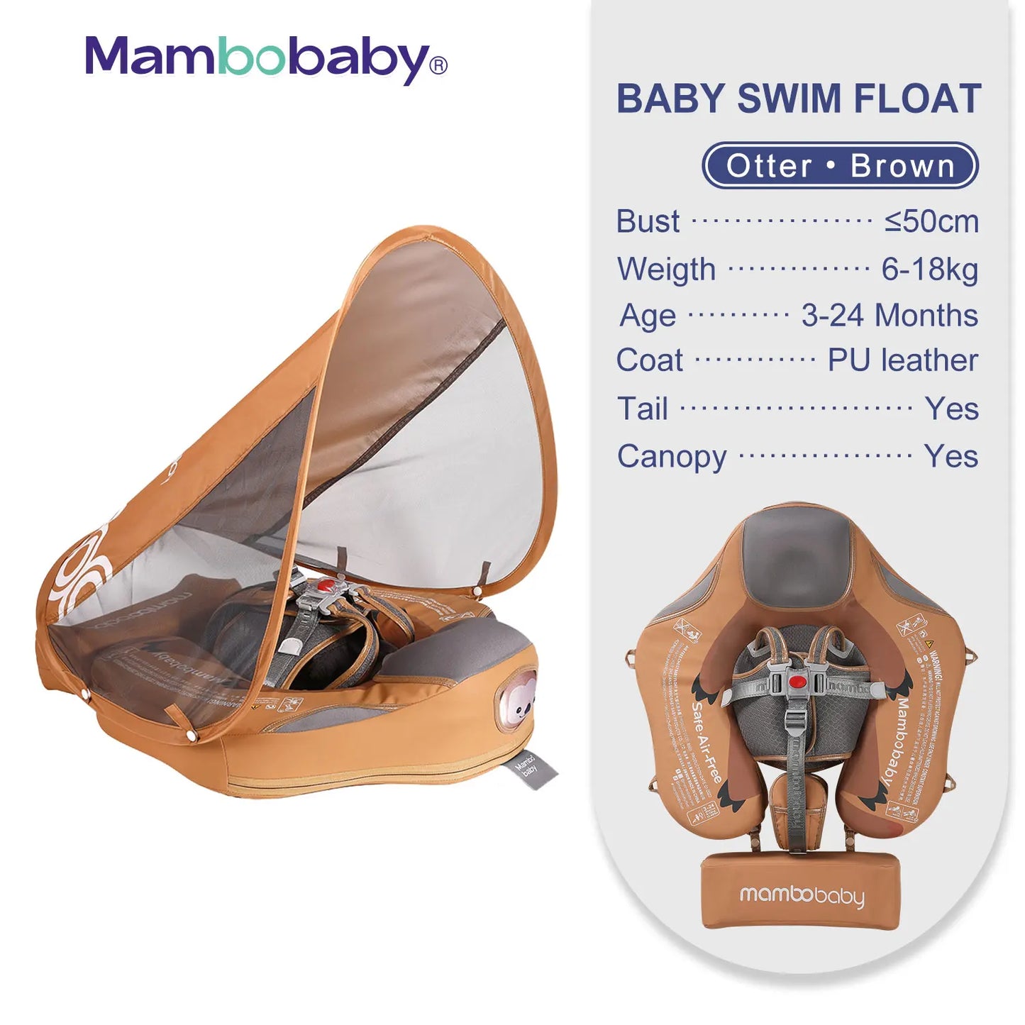 Mambobaby Baby Float with Sunshade for Safe Pool Fun