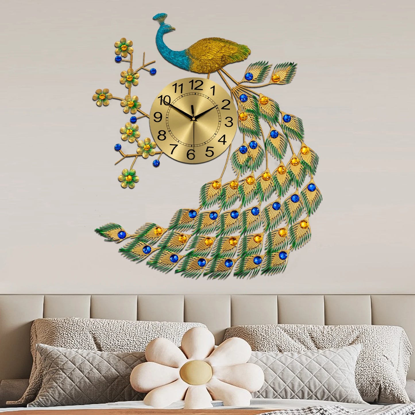 Peacock Wall Clock Modern Art Living Room Decor Exquisite Gift