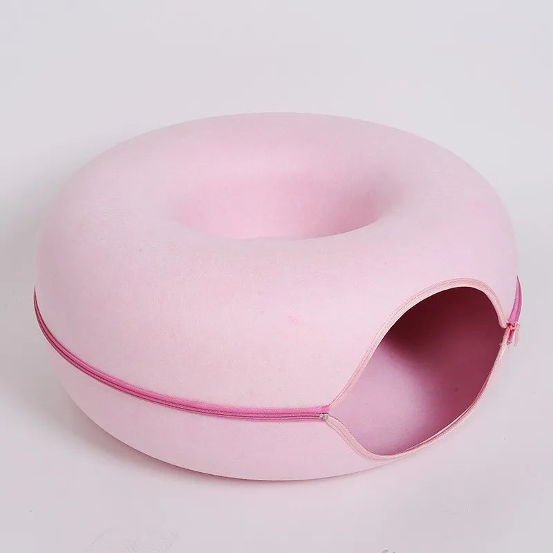 Interactive Donut Cat Bed Tunnel Indoor Pet House