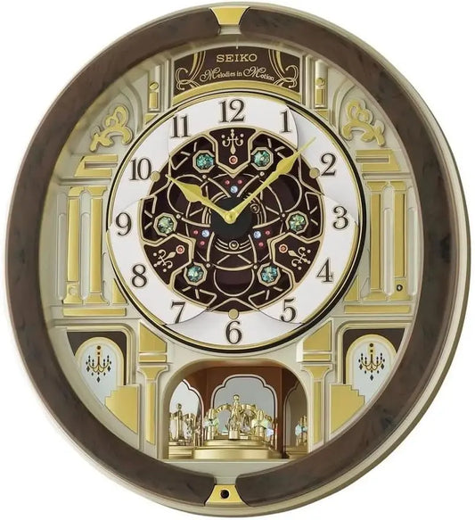 Melodies in Motion Classic Wall Clock with Golden Chandelier