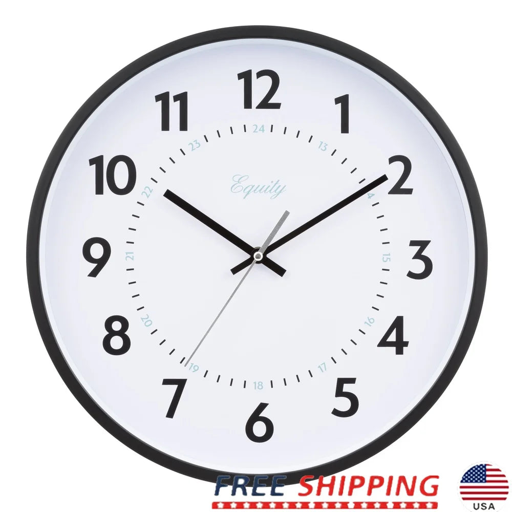 14 Inch Quartz Clock Dual Time Easy Setup Battery Operated
