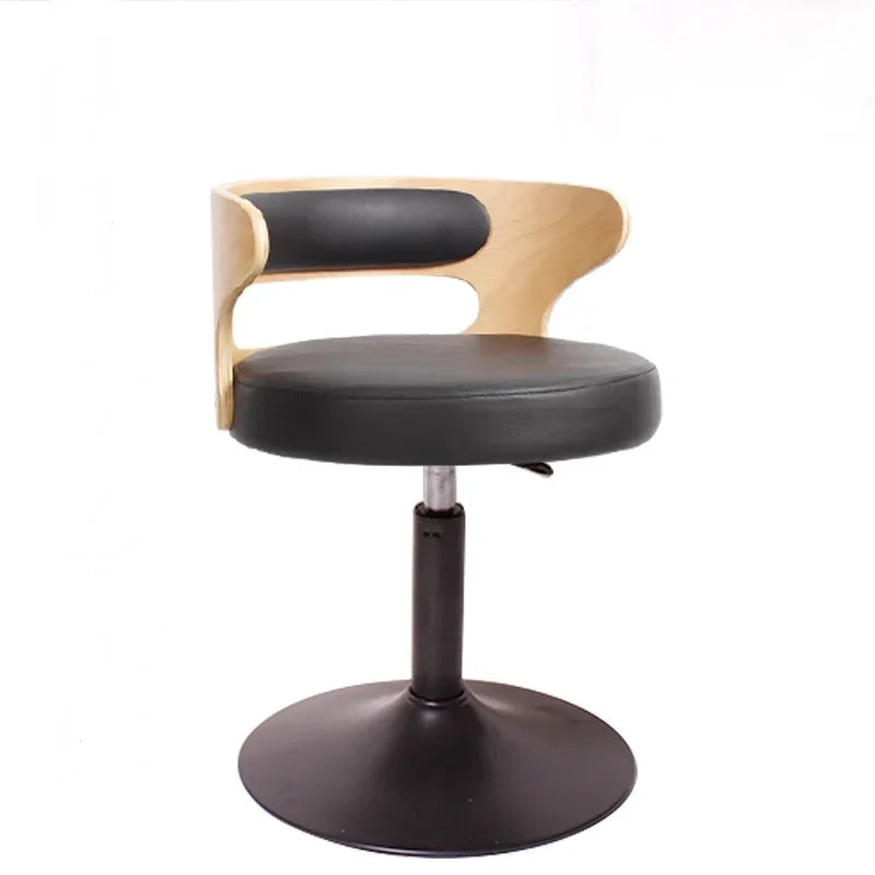 Modern Front Desk High Chair Solid Wood Bar Stool Swivel