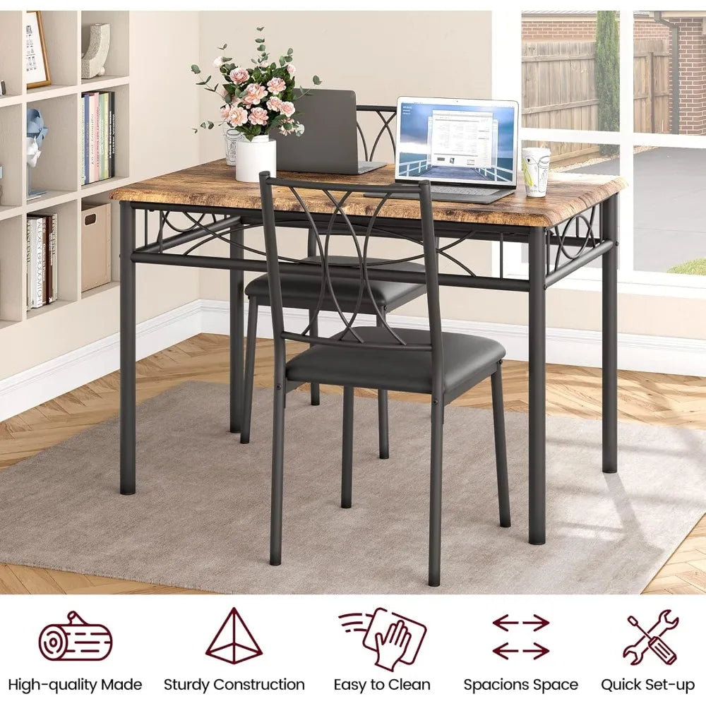 Rustic Rectangular Dining Table Set for Four Chairs