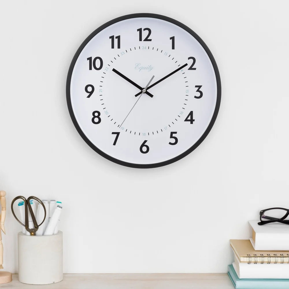 14 Inch Quartz Clock Dual Time Easy Setup Battery Operated