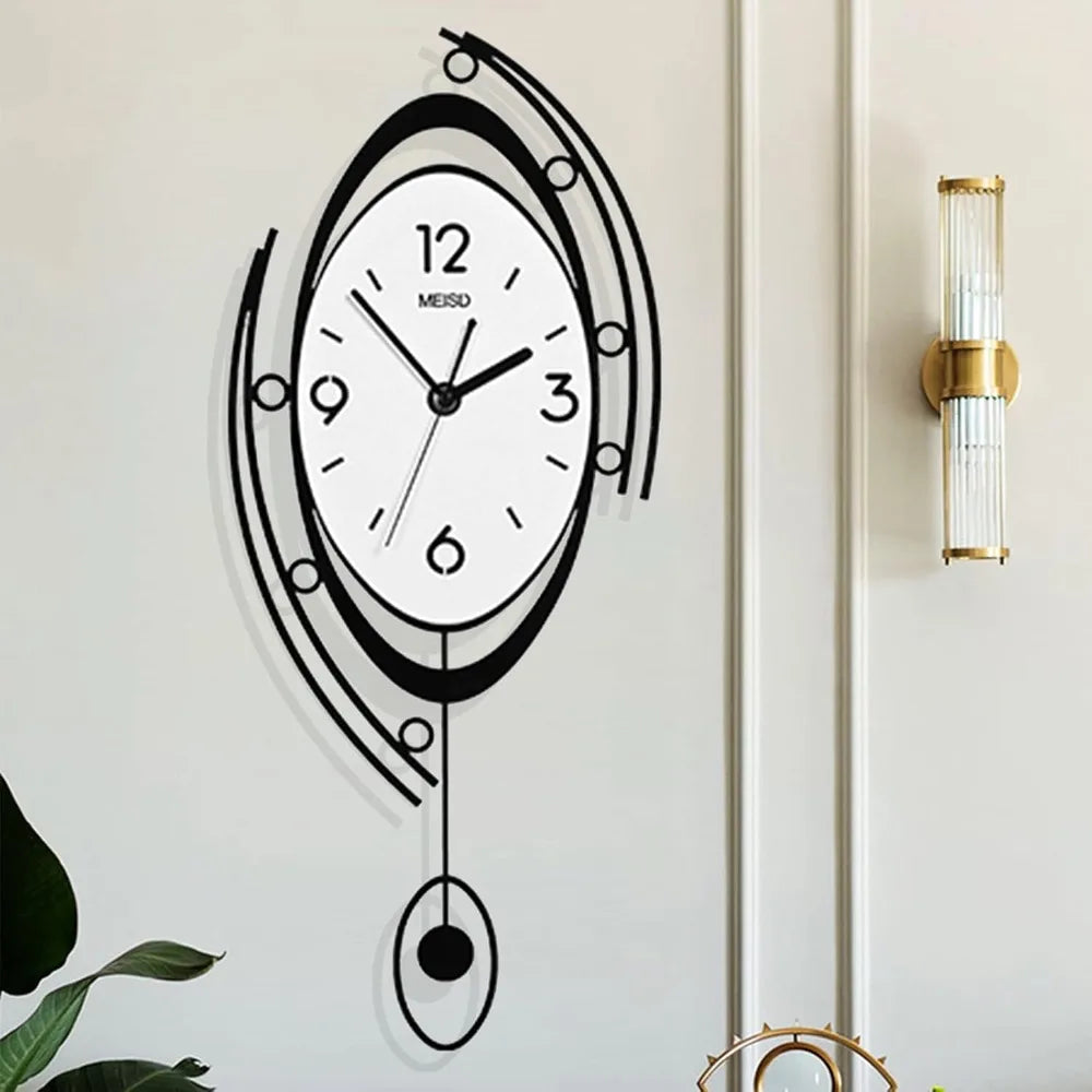 Large Silent Pendulum Wall Clock 23 Inch Living Room Decor