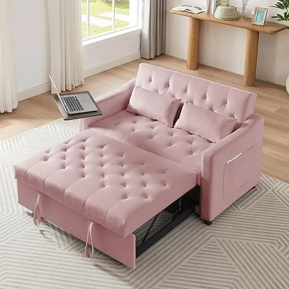 65 Inch Convertible Sleeper Sofa Bed with Chaise and USB Ports