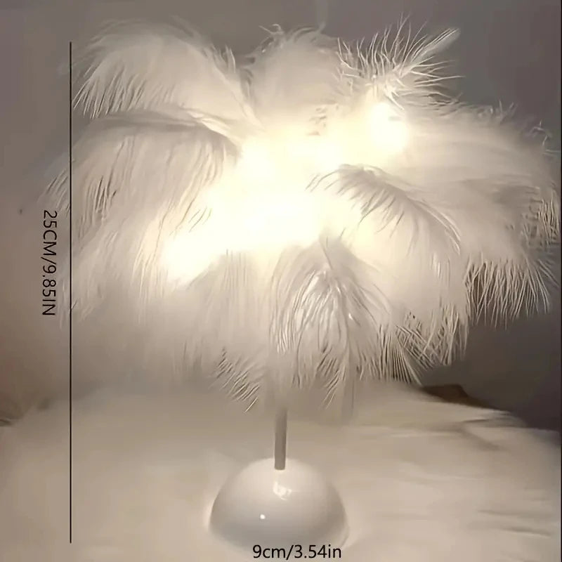 Feather LED Table Lamp For Kids Battery Powered Night Light