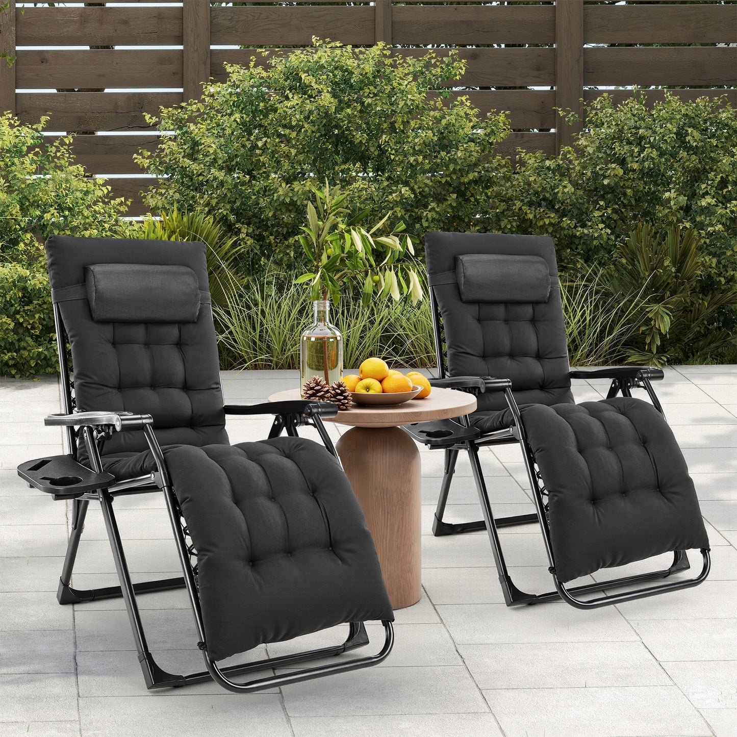 Jhk Zero Gravity Folding Patio Lounge Chair With Cup Holder