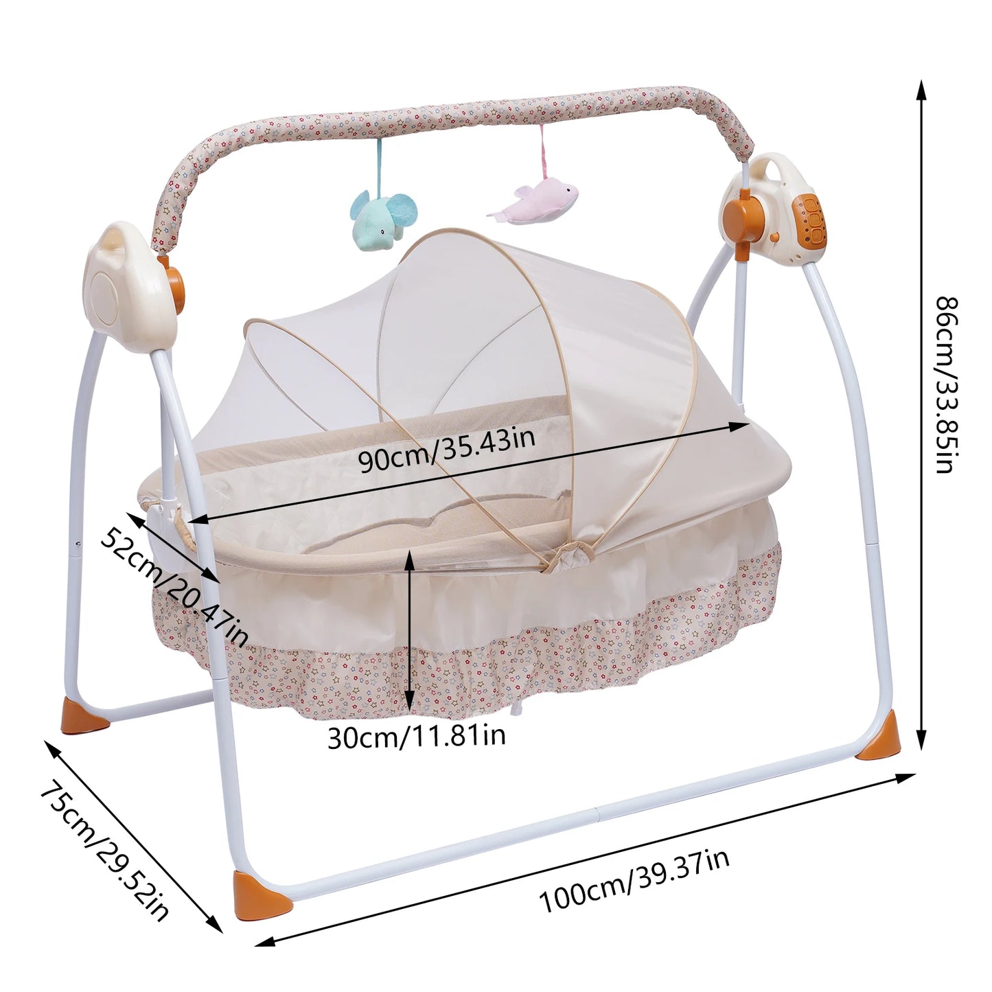 Electric Baby Cradle Auto Swing Rocker Bluetooth Music