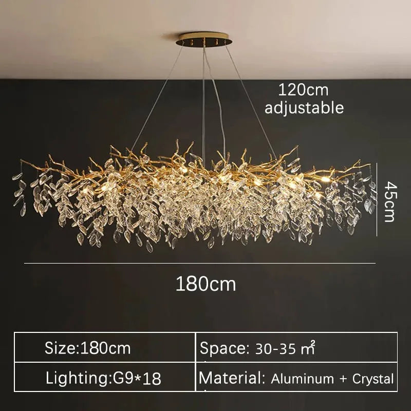 Luxury Gold Crystal LED Chandelier For Living Dining Rooms