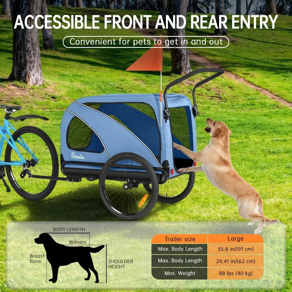 Dog Bike Trailer and Stroller for Pets Up to 88 Pounds