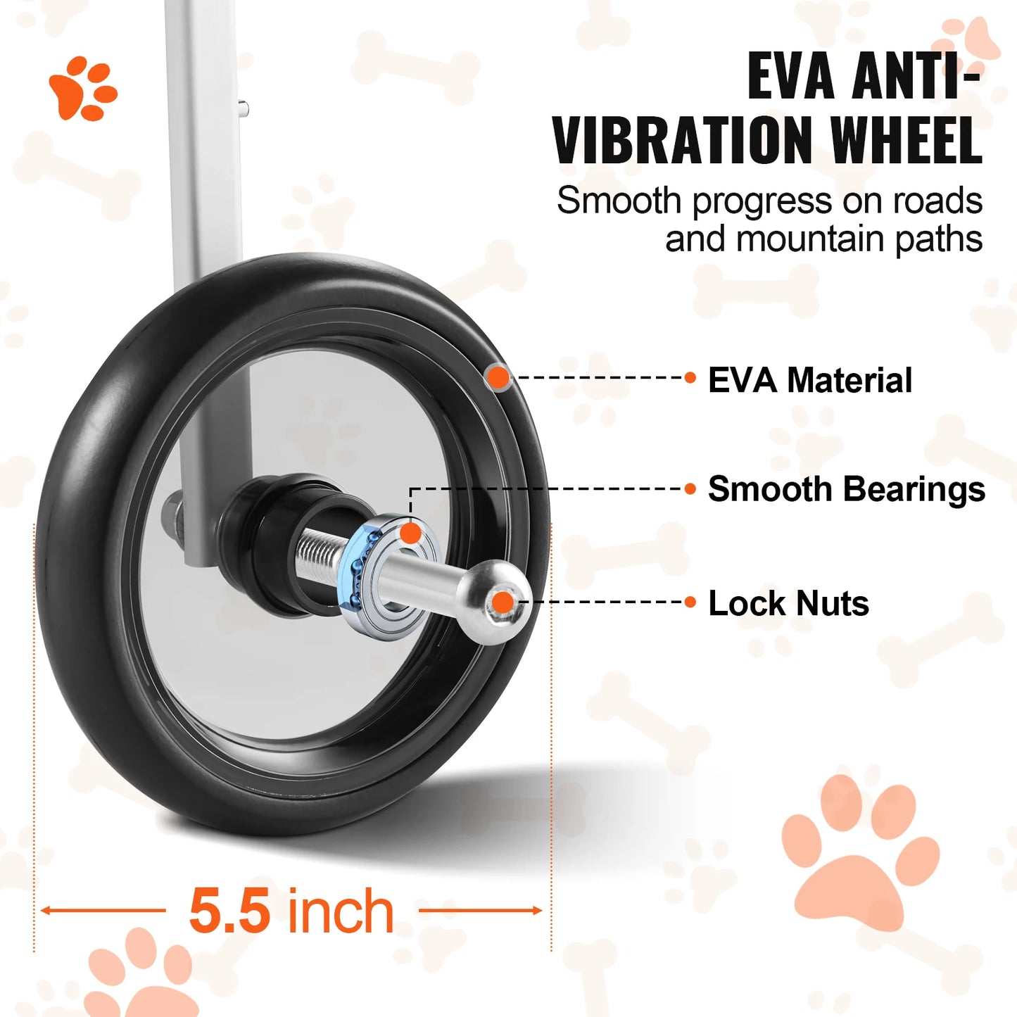 SucceBuy 2 Wheel Dog Wheelchair For Hind Legs Disabled Pets