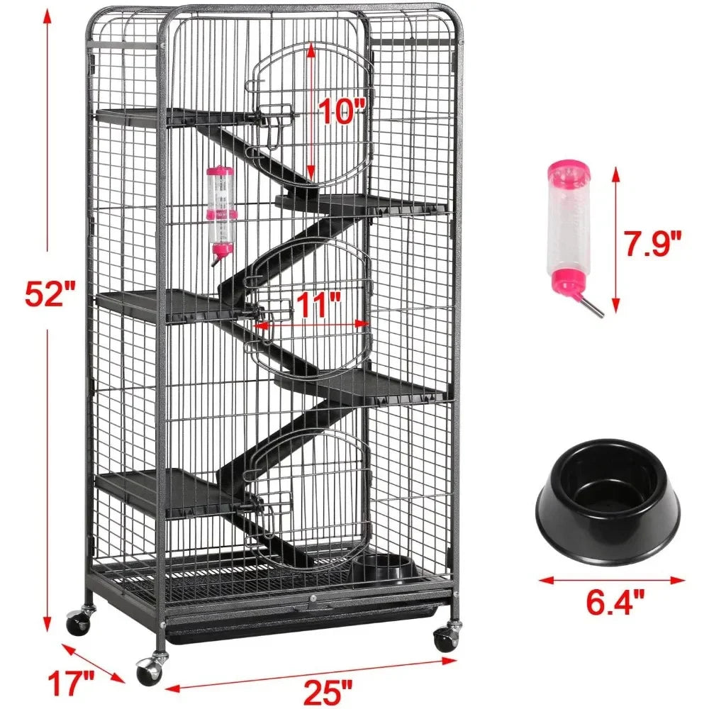 52 Inch Ferret Cage With 6 Levels On Wheels Metal Enclosure