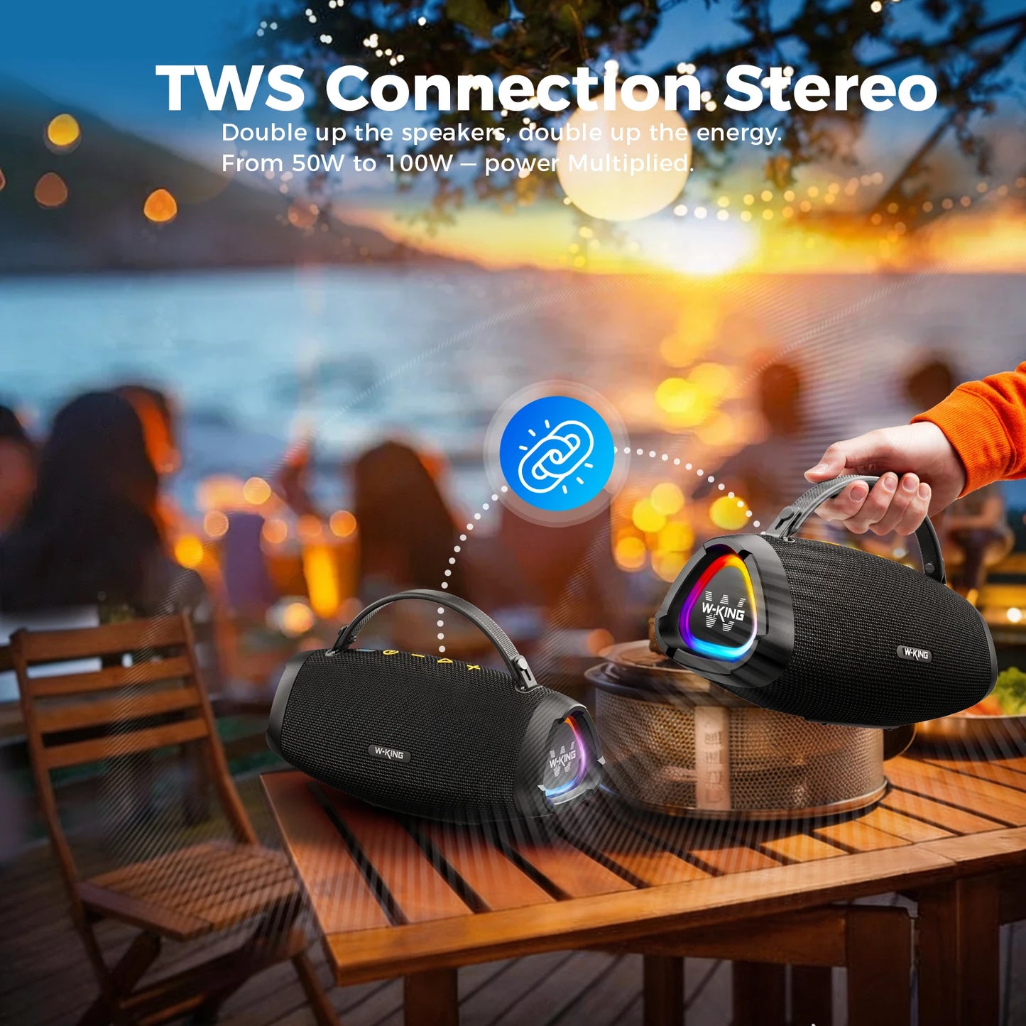 W-King X10S Bluetooth Speaker 40W Dual Drivers IPX7 Waterproof