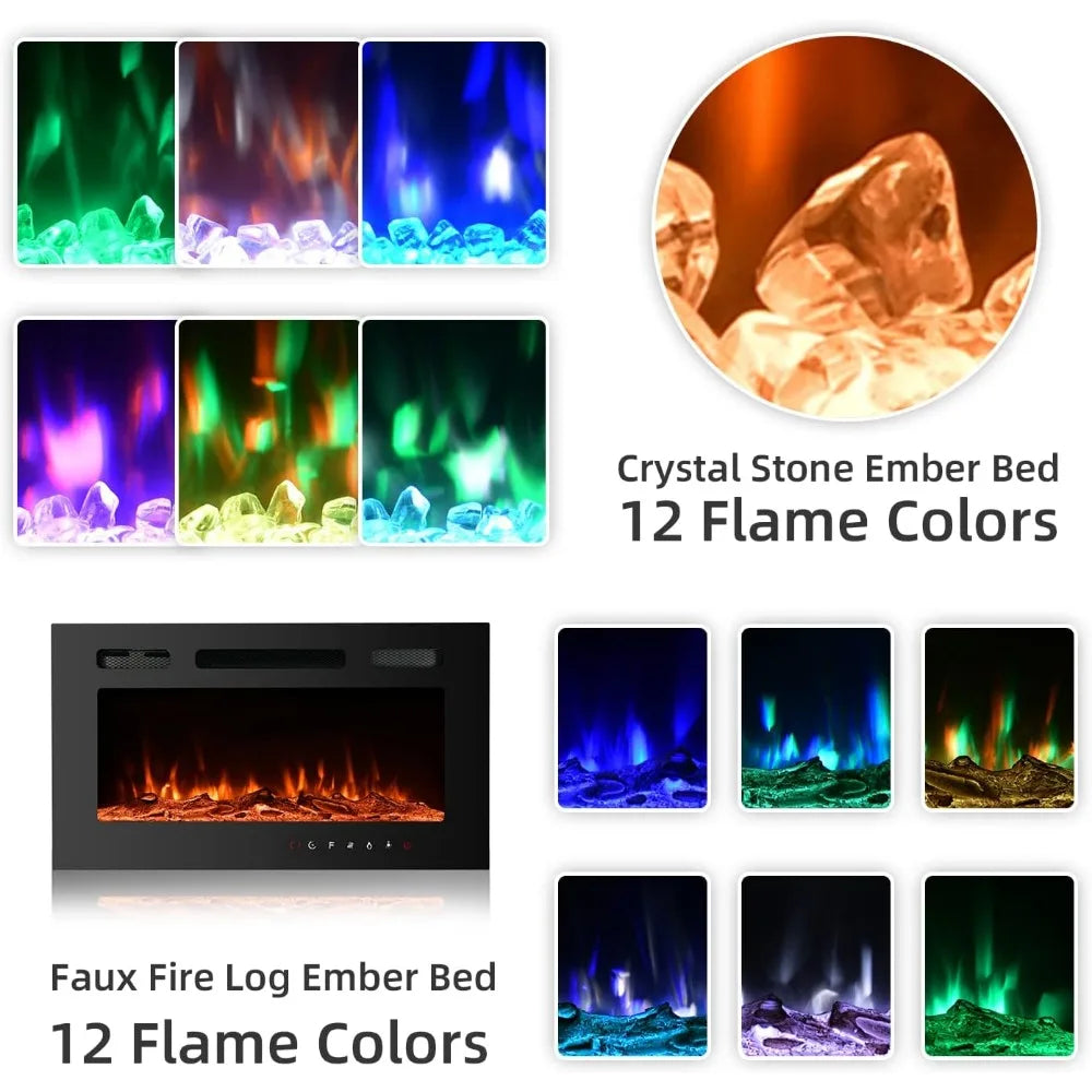 Modern Floating TV Stand With Electric Fireplace Entertainment Center