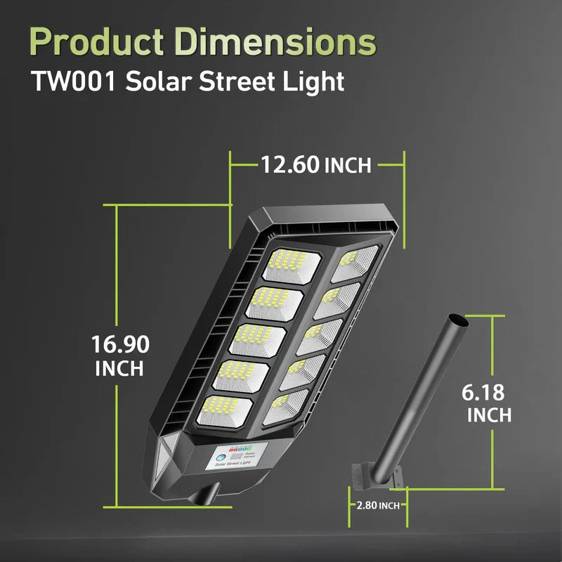 2 Pack Solar IP66 Waterproof 4000W LED Flood Light Remote