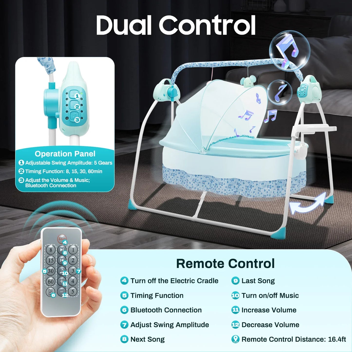 Baby Cradle Swing Bed With Auto Rocking Soothing Music