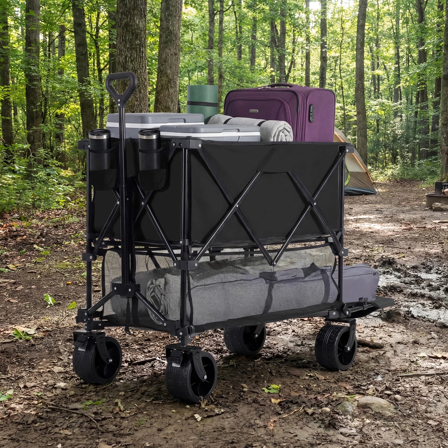 JHK Outdoor Double Decker Wagon Cart For Garden And Camping