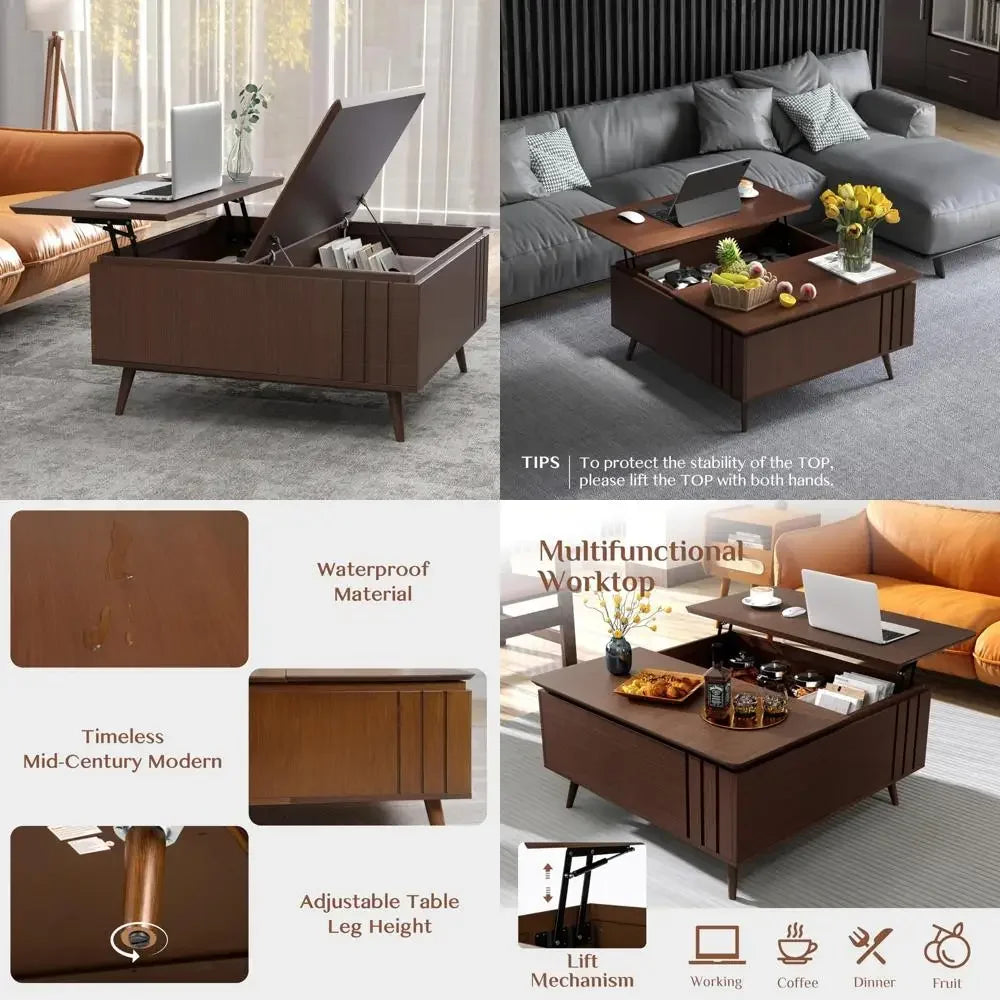 Mid Century Modern Lift Top Coffee Table With Storage