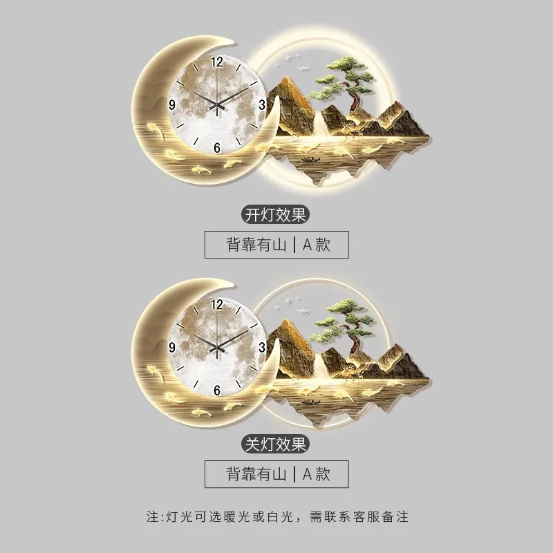 Fashion Luxury Wall Clock Chinese Style Nordic Decor Silent