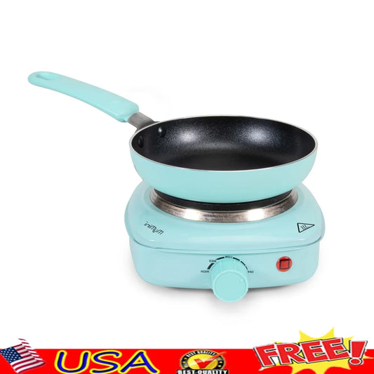 2 Piece Urban Cook Set With Nonstick Frying Pans And Temperature Controlled Hot Plate For College Travel